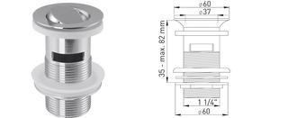 FRANK Schaftventil 1 1/4"x60mm, HS ÜLS, S-Vtl. 80mm, ABS vc