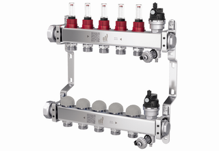 Purmo Heizkreisverteiler Premium line 9 Kr., 553mm lg, 1", Edelstahl, dynamic