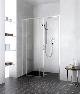 Kermi GLT LIGA 2-tlg bodenfr. m Festf. 165x185cm, silb. hgl, G kl, li, a. DW