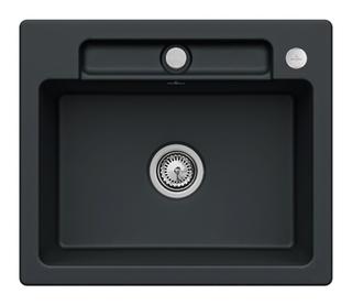 V&B bündige Spüle Siluet 60 S Flat m Abl.garn, Exzenterbetätigung, ebony