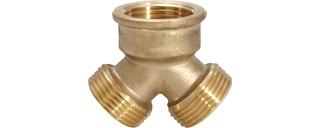 ASW Y-Stück IG 3/4" auf 2 AG 3/4", Messing roh