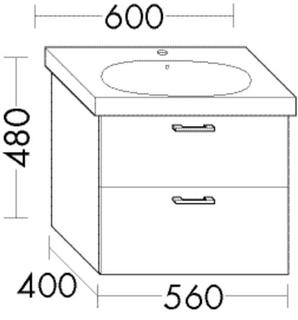 Burgbad Waschtischunterschrank Diago 56x48x40cm, Marm D n-gr., 1 Lade/1 Ausz.