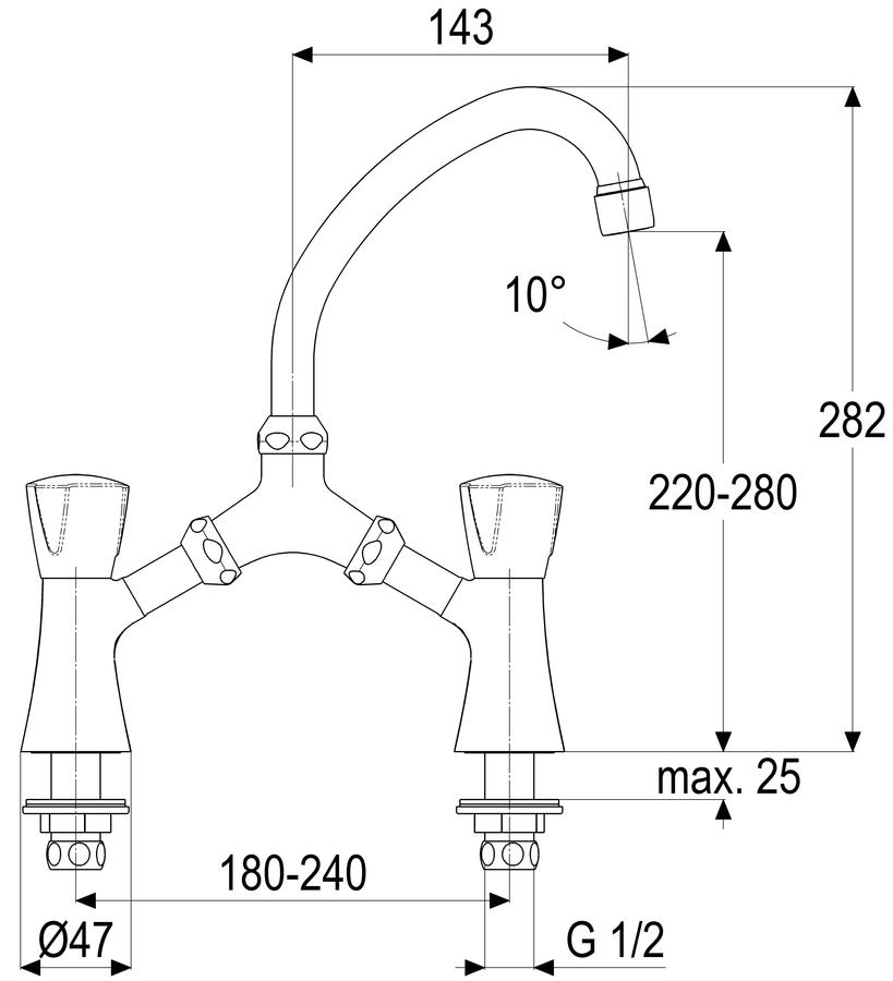 Artikelbild 2 des Artikels „Schulte WT-Zweigr.-Stand. classic-line_2 Ausl. 145mm, schwenkb., verchr., Clas. Classicgriff“