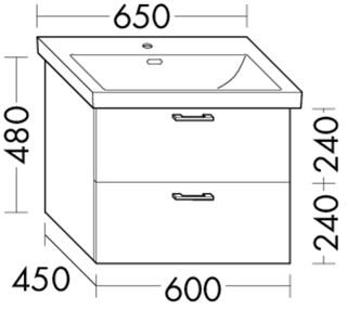 Burgbad Waschtischunterschrank sys30 60x48x45cm, Diago, 1 Schublade/1 Auszug