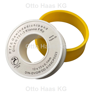 HAAS Gewebedichtband FRp 1200x12mm, für Feingewinde, PTFE, weiß