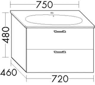 Burgbad Waschtischunterschrank Diago 72x48x46cm, h-rot ma, 1 Lade/1 Auszug