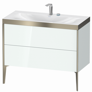 DU WTU XViu/Viu, 2 Ausz, 610x1000x480mm 2 HL, champ.m./weiß hgl, Ra. B1 ES Nussb