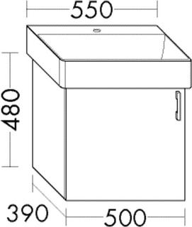 Burgbad Waschtischunterschrank Diago 50x48x39cm, re, li-grau Ultramatt, 1 Tür