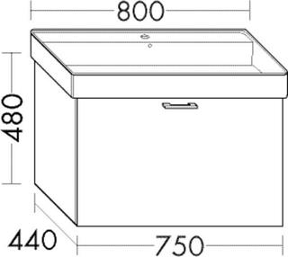 Burgbad Waschtischunterschrank Diago 75x48x44cm, 1 Auszug, Hellrot Ultramatt