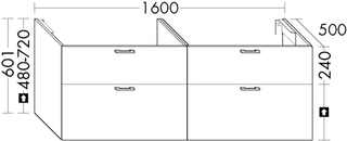 Burgbad Waschtischunterschrank sys30 160x60,1x50cm, 2 Schubl./Ausz., Aqua