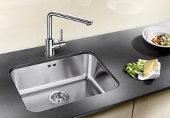 Blanco Becken SUPRA 500-U 53x43cm, ES Bürstf., o. Abl-Fernbed.