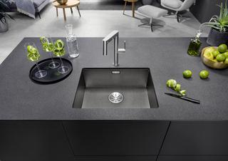 Blanco Becken ZEROX 500-U DARK STEEL 54x44cm, ES d. st., o. Abl-Fernbed.