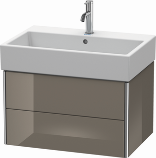 DU WTU XSquare 397x684x460mm 2 Schubk., Flannel Grey Hochglanz ES Nussb