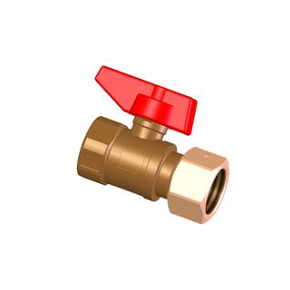 FL Kugelhahn 3/4"IG x Üwm 3/4" IG, Rot, Ms Roh, Dvgw, Wras