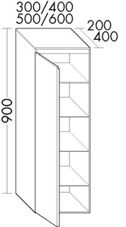 Burgbad Halbhoher Schrank rc40 Solitaire 40x90x40cm, lack. ma, 1 T., m Abd.-Pl.