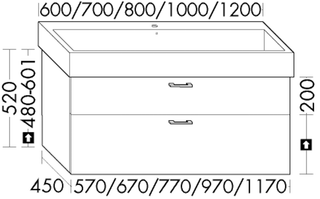 Burgbad Waschtischunterschrank sys30 57x52x45cm, Echo, 1 Schublade/Auszug