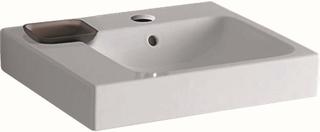 Geberit Aufsatz-Waschtisch iCon 50x48,5cm, m HL, m ÜL, Schale li, weiß