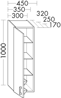 Burgbad Hängeschrank sys30 30x100x17cm, Sana, 1 Tür