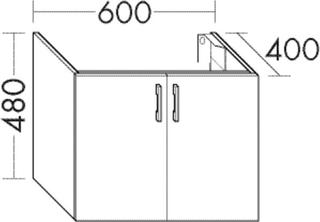 Burgbad Waschtischunterschrank Diago 60x48x40cm, Grau Ultramatt, 2 Türen
