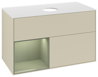 V&B Waschtisch-Unterschrank Finion 100, Pl w m, Reg Oli. m Lac, si Gr m Lac