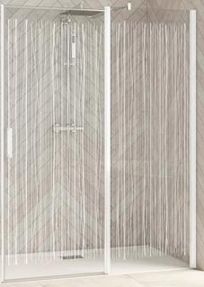 Kinedo SmartDesign P170Drehtür FT Nische H200 chrom Siebdruckglas teilgerahmt