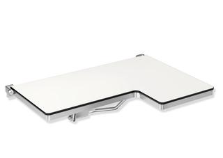 HEWI Duschklappsitz System 900 842x538mm, li, L-förmig, ma geschliffen