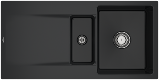 V&B bündige Spüle Siluet 60 R Flat m Abl.garn, Handbetätigung, pure black