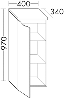 Burgbad Halbhoher Schrank Sinea 2.0 40x97x34cm, 1 Tür, Lackiert Hochglanz