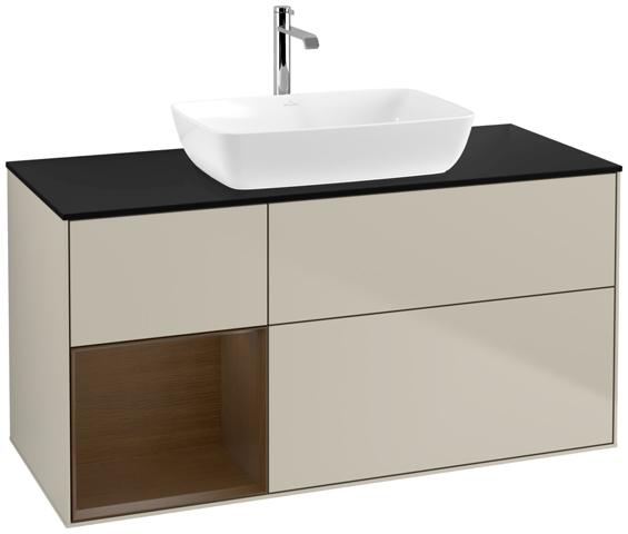 Artikelbild 1 des Artikels „V&B Waschtisch-Unterschrank Finion 120cm, Pl bla m, Reg wal ven, sa m Lac Regal Walnut Veneer | sand matt lacquer“