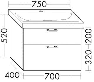 Burgbad Waschtischunterschrank sys30 70x52x40cm, Sana, 1 Schublade/1 Auszug