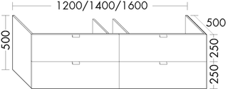 BB Waschtischunterschrank (WWRV120) rc40System, 500x1200x500, PG1