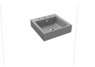 Kaldewei Wand-Waschtisch PURO 3163 46x46cm, 3 Hahnl., P-E, cool grey30