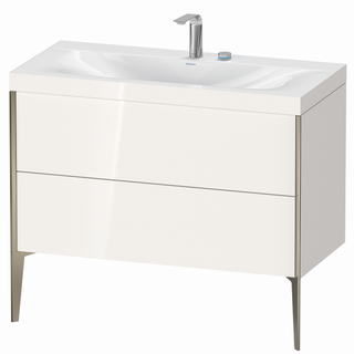 DU WTU XViu/Viu, 2 Ausz, 610x1000x480mm 2 HL, champ.m/weiß hgl, Ra. 22 ES Nussb
