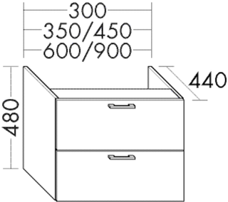 Burgbad Unterschrank sys30 90x48x44cm, Echo, 1 Schublade/Auszug
