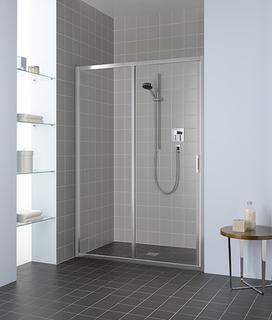 Kermi Gleitt. LIGA 2-teilig mit Festfeld 130x200cm, silb. hgl, ESG klar, rechts