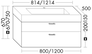 Burgbad Mineralguss-Waschtisch-Set sys30 81,4x67x50cm, 1 Lade, 1 Auszug, Echo