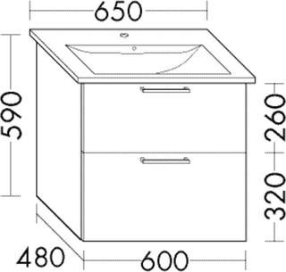 Burgbad Waschtischunterschrank Diago 60x58x48cm, anthr. ma, 1 Lade/1 Auszug