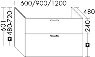 Burgbad Waschtischunterschrank sys30 60x60,1x48cm, Aqua, 1 Schublade/Auszug