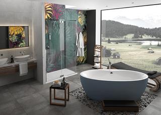 Hoesch Freisteh-Badewanne Cabo 185x90cm, 155 l, ÜLS, Schiefergr.-w.