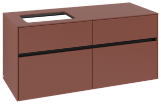 V&B Waschtischunterschrank Collaro 120x54,8x50cm, WT l, LED 8,8 W, wine red