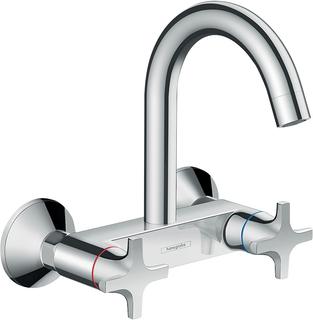 hansgrohe 2-Griff-Spültischm Logis M32 Wandmont., Highspout Ausl., 1jet, chrom