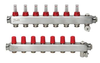 Danfoss Fußbodenheizungsverteiler SSM -7F, 7 Kreise, Edelstahl