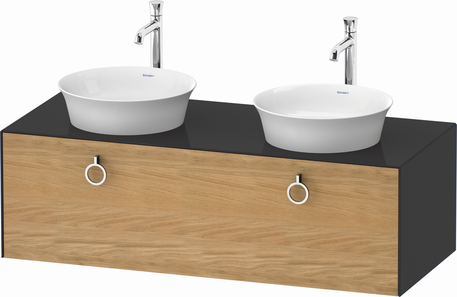Artikelbild 1 des Artikels „Duravit WT-Unterschrank White Tulip 130x55cm, E Nat gra g, E mi/o Be Eiche natur massiv/graphit Hochglanz | Eiche mitte/ohne Innenbeleuchtung“