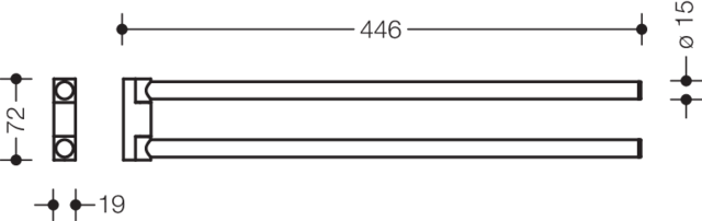 Artikelbild 4 des Artikels „HEWI Handtuchhalter System 162 445x70mm, pulverbes, sw tiefmatt, 2-tlg. 445 x 70 mm | pulverbeschichtet, schwarz tiefmatt“