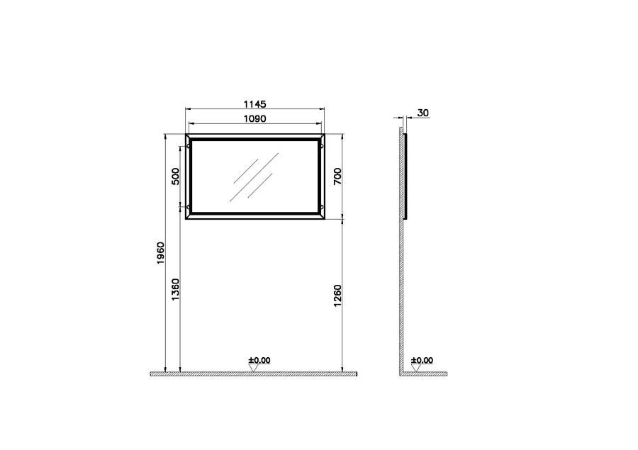 Artikelbild 2 des Artikels „VitrA Flachspiegel Valarte 114,5x3x70cm, o LED, KP Elfenb. m, Dek. Korpus elfenbein matt, Dekor“