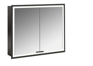 EMCO Unterputz-Lichtspiegelschrank prime 800x700mm, m Lichtp., 2-trg., sw/Spiegel