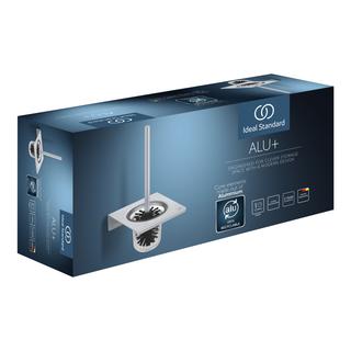 IS WC-Bürstengarnitur Alu+ 34,7x16x17cm, wand., ohne Deckel, silver