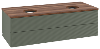 V&B WT-Unterschrank m F-Struktur Antao 120x36x50cm, WBP w. wal, lea gre. m Lac
