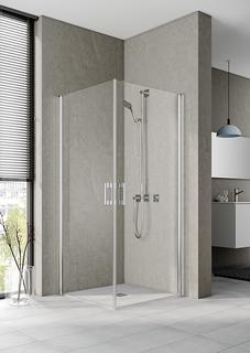 Kermi Eckeinstiegshälfte Pega Pendeltür 90x185cm, silb. hgl, G kl Cl, li, a. DW