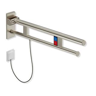 HEWI Stützklappgriff System 900 PVD Duo E-Spülausl., m T., li, 862mm, ni. geb.